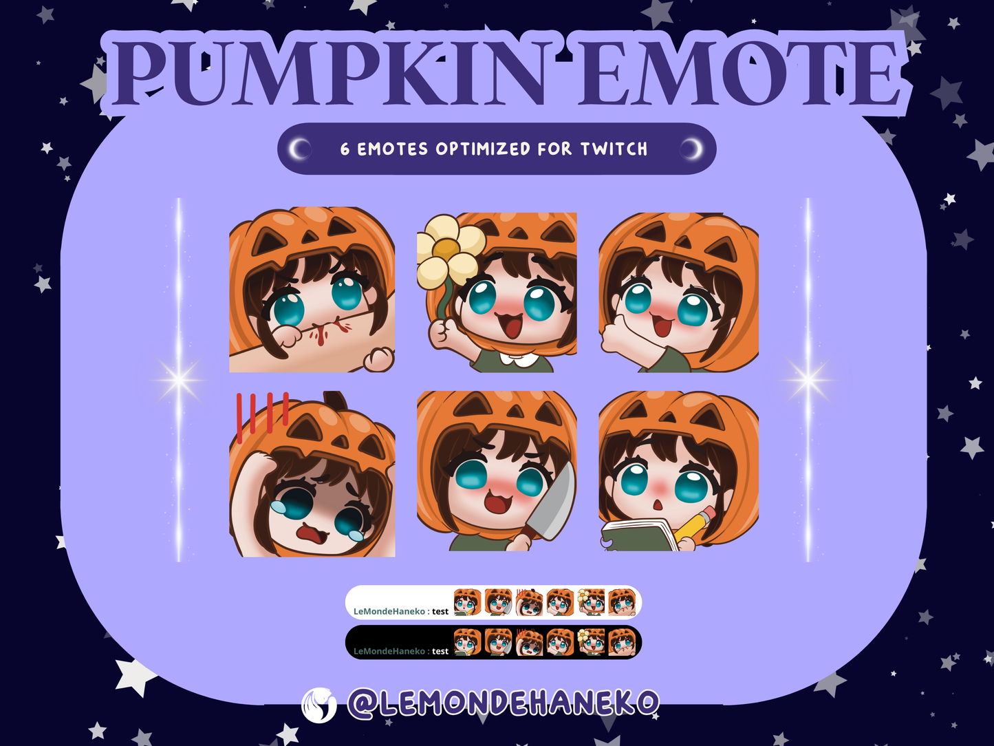 đ Pumpkin Emote - Pack de 6 emotes Twitch