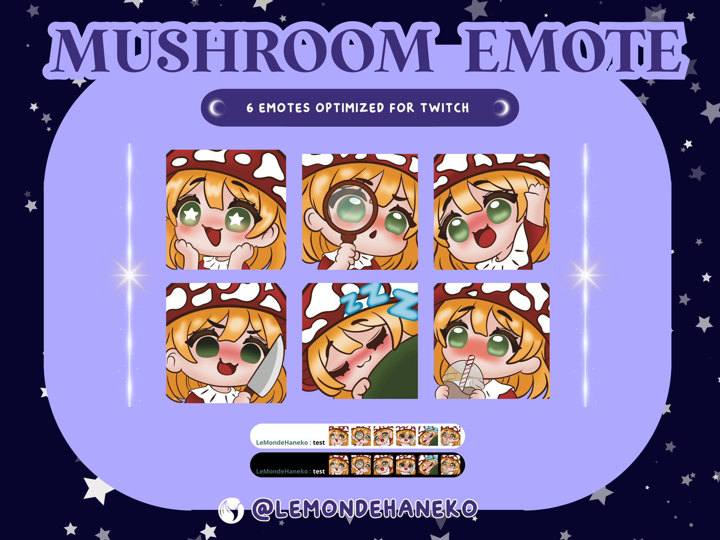 🍄 Mushroom Emote - Pack de 6 emotes Twitch