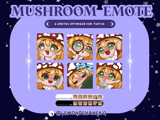 🍄 Mushroom Emote - Pack de 6 emotes Twitch