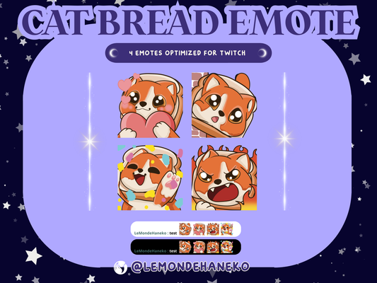 🐱🍞 Catbread Emote - Pack de 4 emotes Twitch