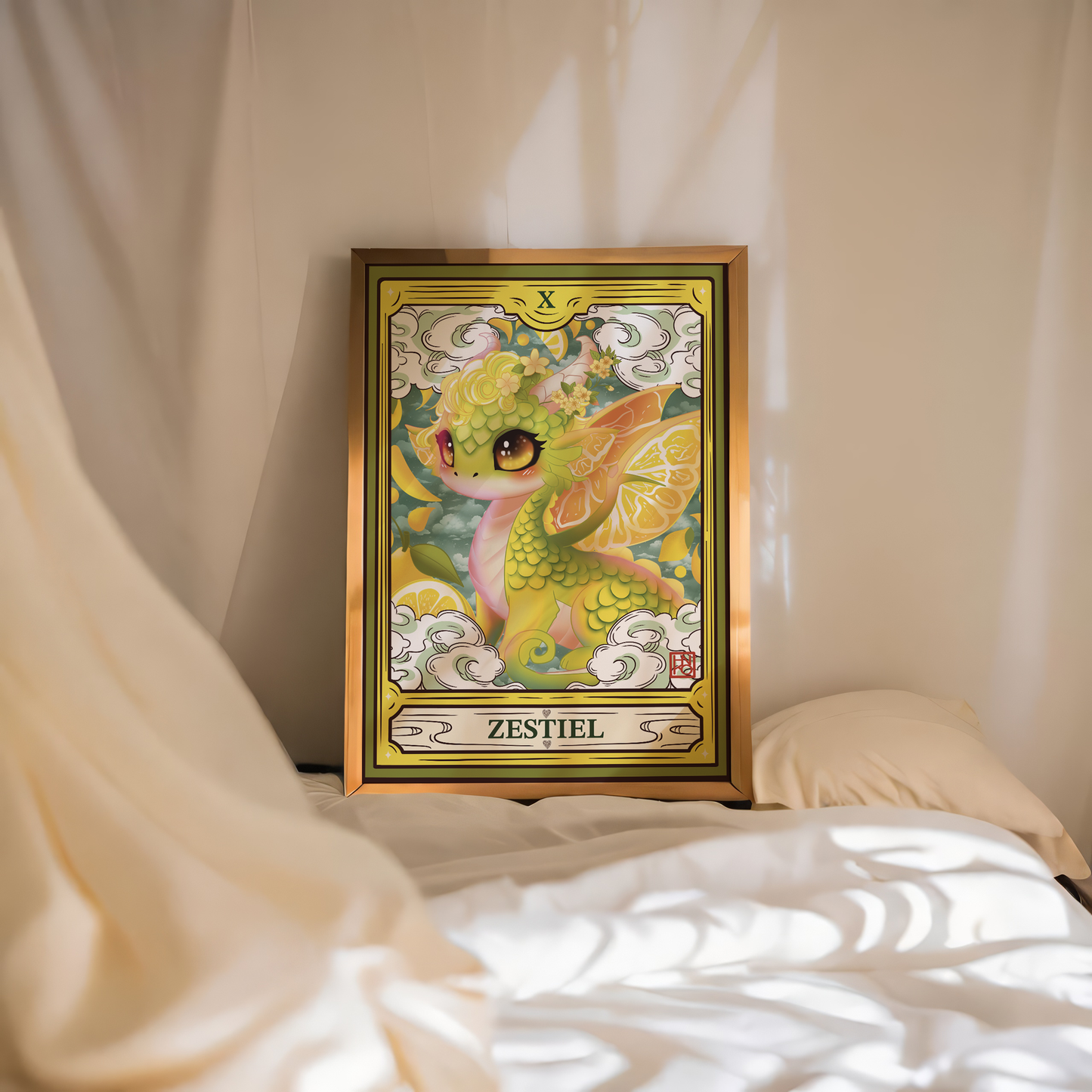 Zestiel Poster: Dragon of Citrus and Vibrant Energy