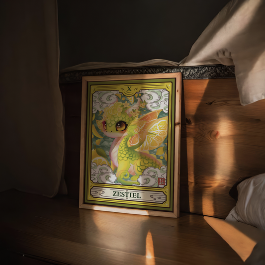 Affiche Zestiel : Dragon des agrumes et de l’énergie vive